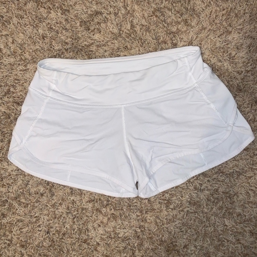White Lululemon Speed Up Shorts